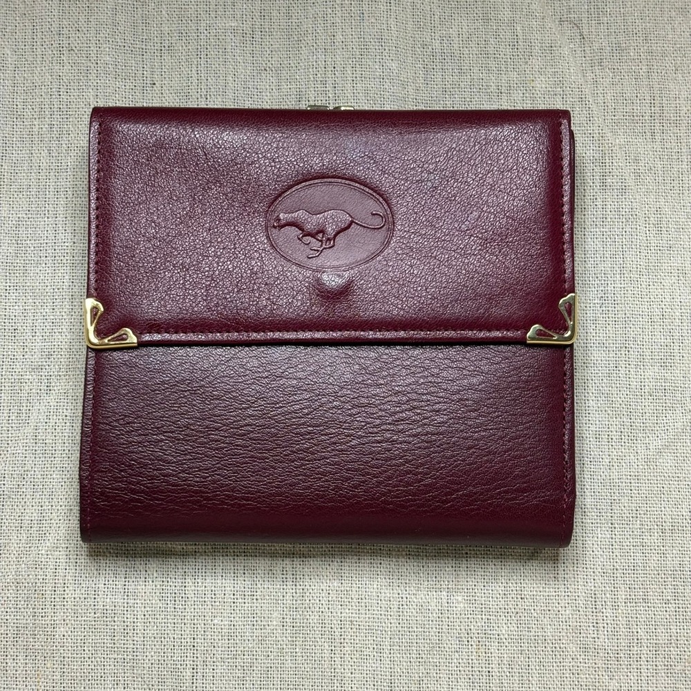 GIAGUARO by DE GIACOMI ROMA Bifold Wallet Burgundy Kisslock Coin Purse 5"